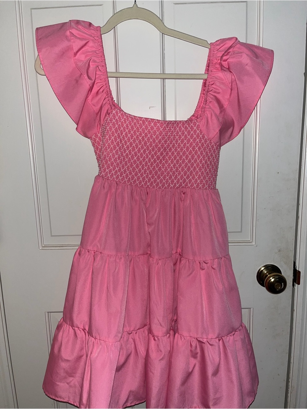 Boutique Women’s ' Pink Tiered Ruffle Dress Worn Once